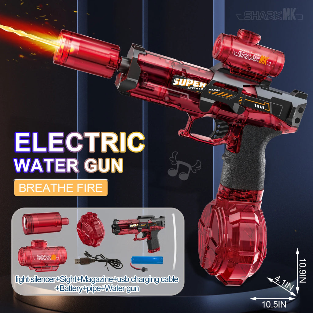 Electric water gun with nozzle flame muzzle automatic spray gun remote summer outdoor swimming pool water toy gift
