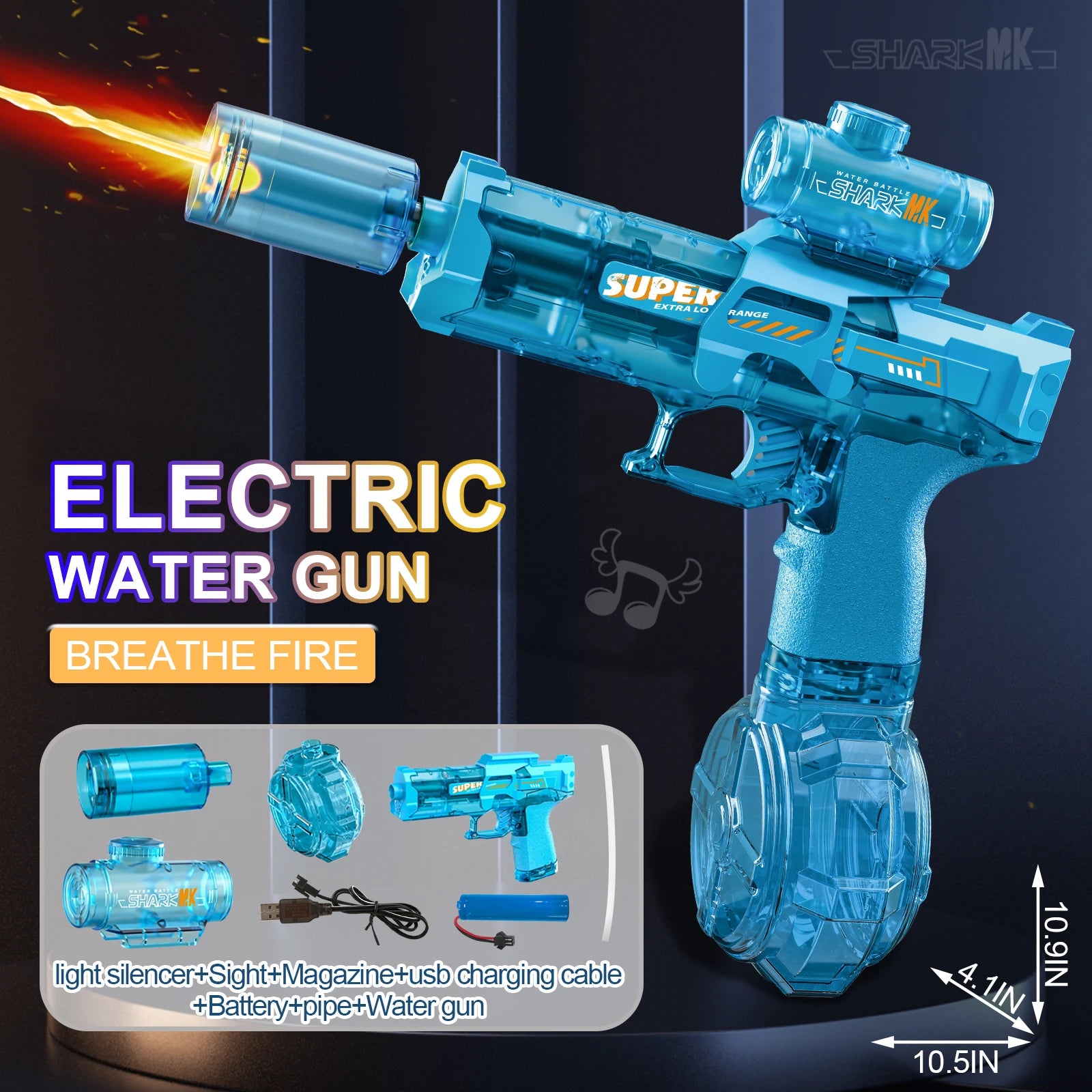 Electric water gun with nozzle flame muzzle automatic spray gun remote summer outdoor swimming pool water toy gift